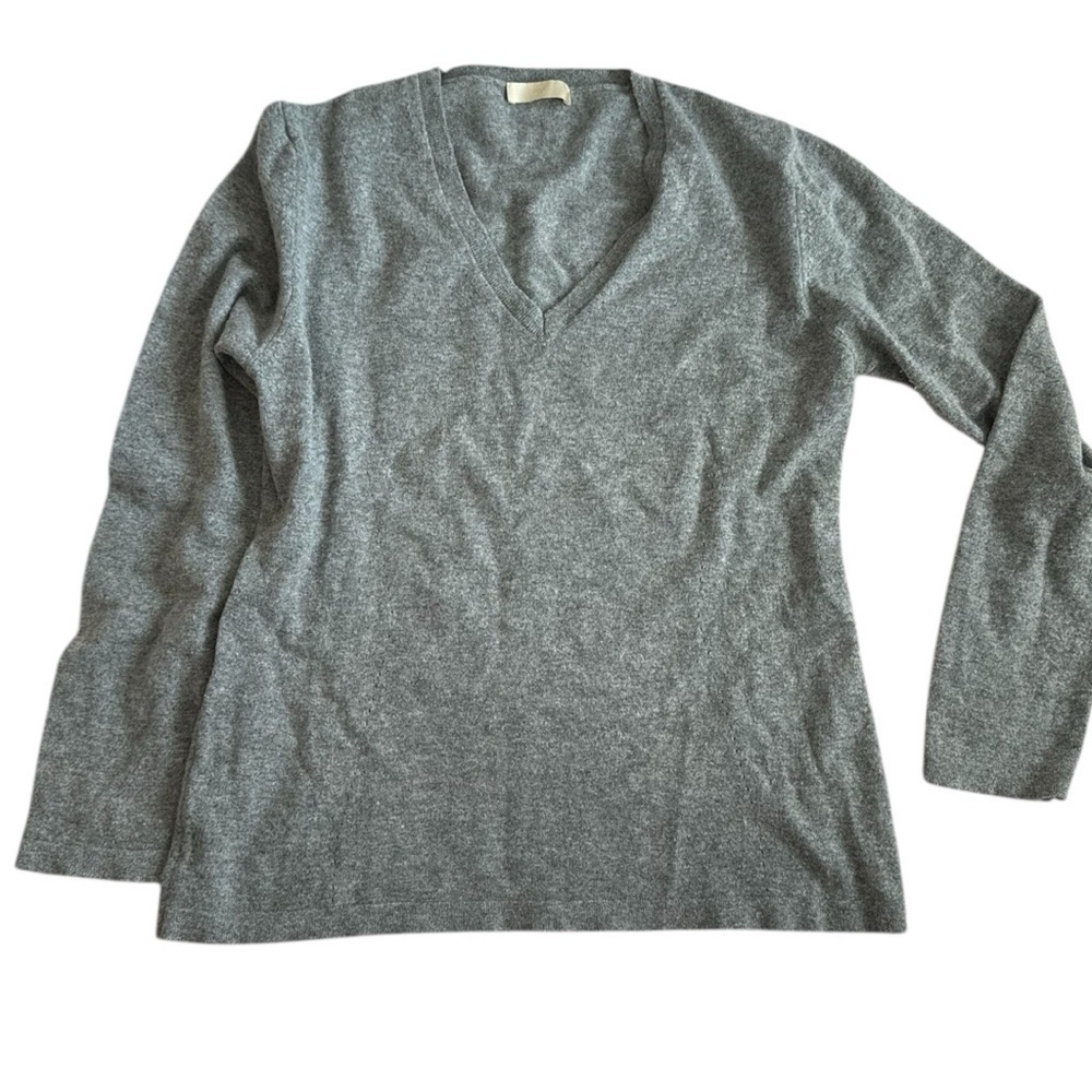 FOGAL Italy Gray  Cashmere V-neck‎ Sweater L